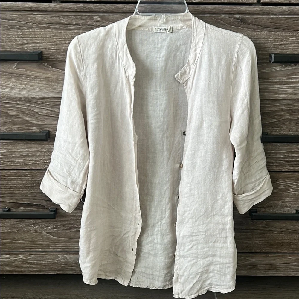 Cream Linen Open-Front Women’s Top - Picture 1 of 1